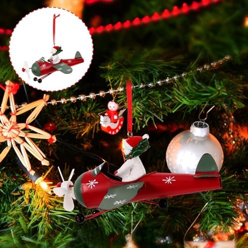 PRETYZOOM Funny Santa Airplane Ornament Christmas Tree Decoration