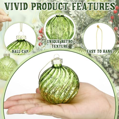 Jenaai 12 Pcs 236 Inch Glass Christmas Ball Ornaments