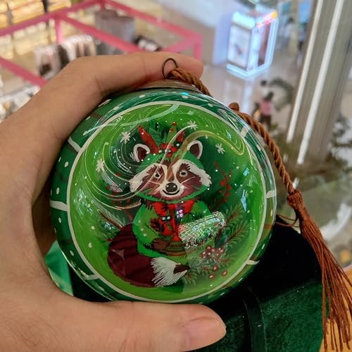 Hand-Painted Glass Ornament with Premium Gift Box Raccoon G Art