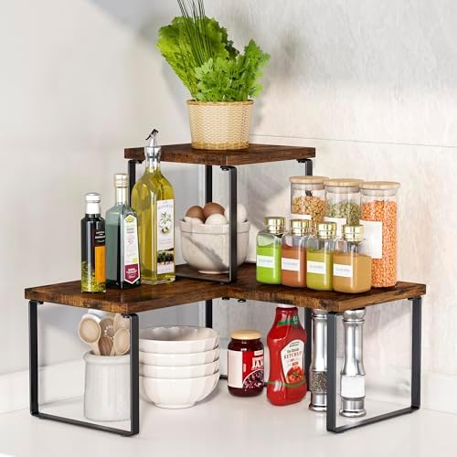 Kitchen Corner Shelf 2 Tier Adjustable Spice Rack Organizer