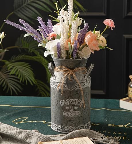 TIMRIS Vintage Galvanized Metal Milk Can Vase