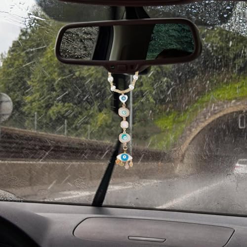 Evil Eye Car Charm with Resin Beads and Glass