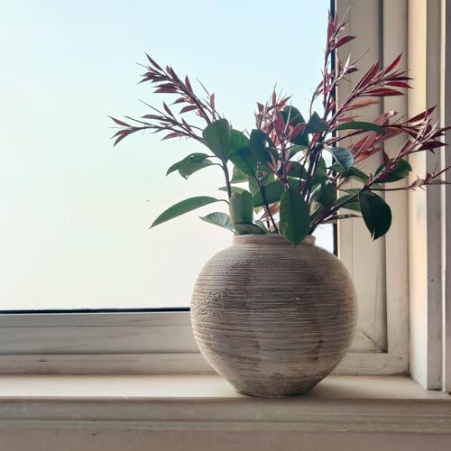 Rustic Ribbed Vase - 63 Inch Ceramic Farmhouse Decor
