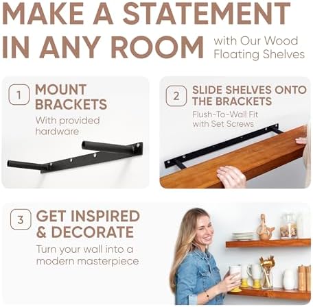 Homeforia 60 Inch Floating Honey Oak Shelves Set of 2