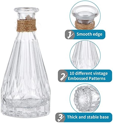 MDLUU Clear Glass Bud Vases with Rope Netting Set of 10