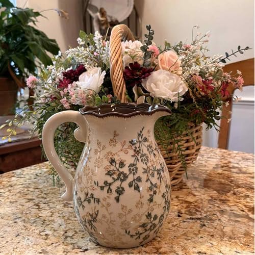 Rustic Ceramic Vase with Crackle Glaze Farmhouse Decor 1