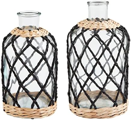 Mud Pie Black Woven Sleeve Vase Small