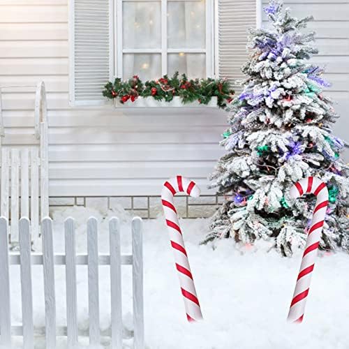 2 Pcs Christmas Wood Candy Canes Decorative Hanging Ornaments