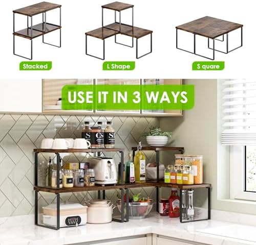 Kitchen Corner Shelf 2 Tier Adjustable Spice Rack Organizer