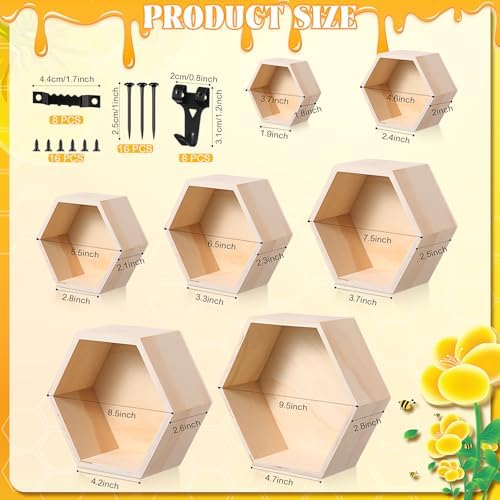 Pinkunn 45 Pcs Honeycomb Wall Shelf Set