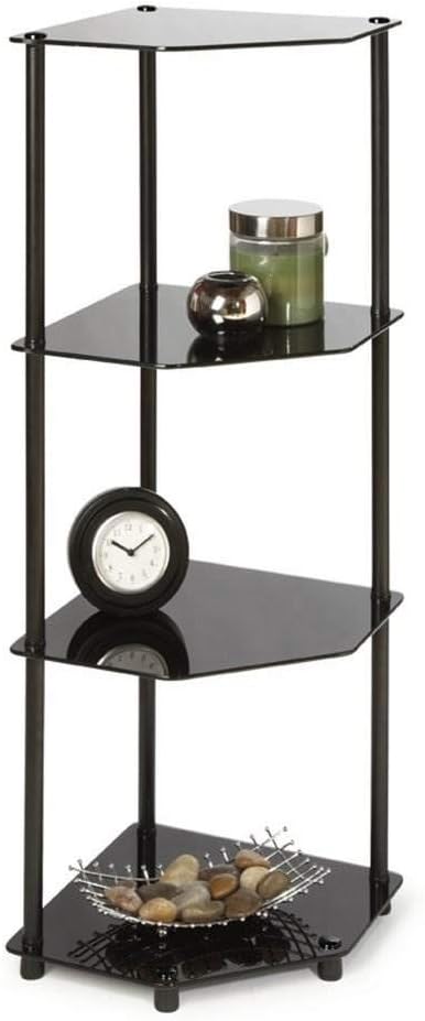 Convenience Concepts Designs2Go Classic 4 Tier Corner Shelf Black Glass
