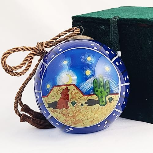 Cactus and Dog Fairyland Blue Glass Ornament