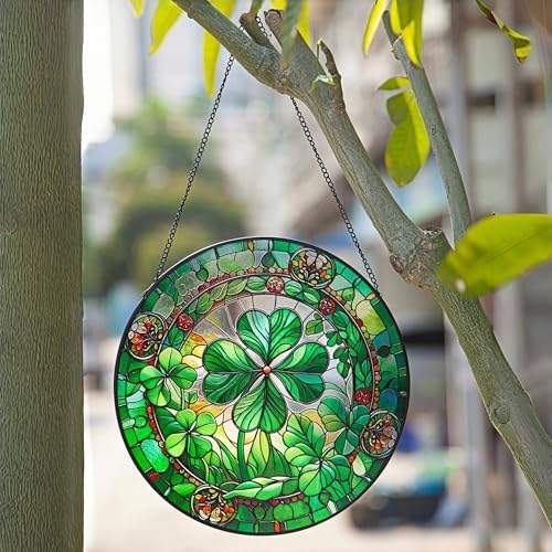 10 Piece Stained Glass Shamrock Sun Catcher Decor