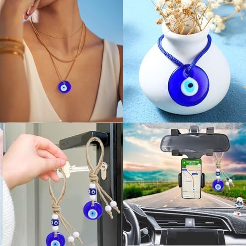 Honbay 3PCS Turkish Blue Evil Eye Glass Pendant Hanging Ornament