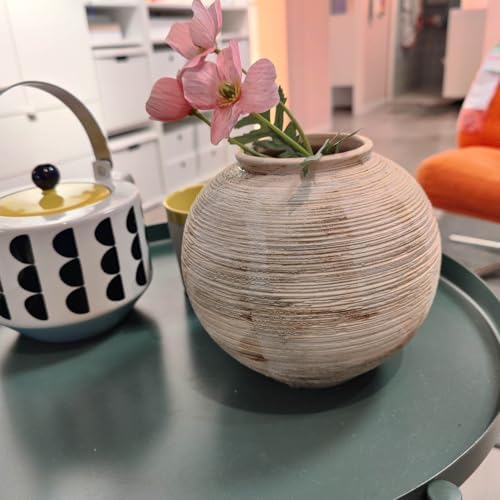 Rustic Ribbed Vase - 63 Inch Ceramic Farmhouse Decor