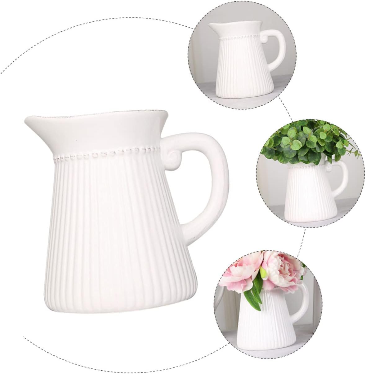 BESTYASH White Ceramic Flower Vase Simple Decorative Design
