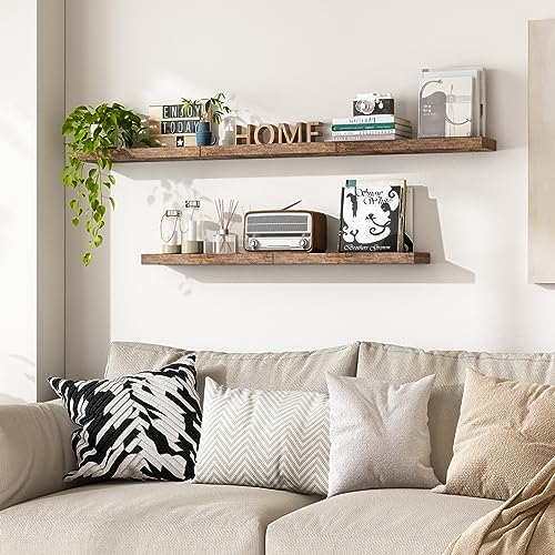 Fixwal 158in Floating Shelves Rustic Brown 5 Pack
