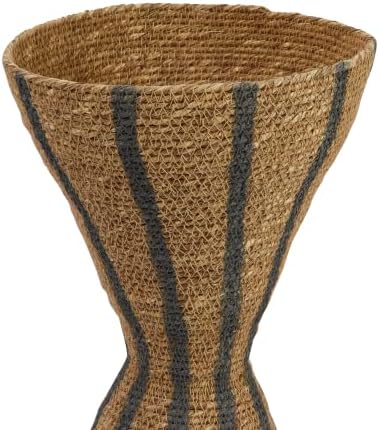 Bloomingville Hourglass Shape Seagrass Vase with Stripes