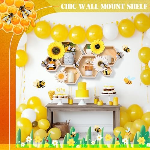 Pinkunn 45 Pcs Honeycomb Wall Shelf Set