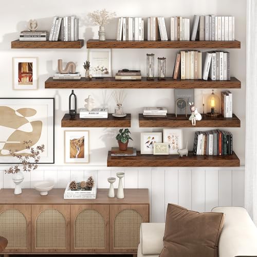 Venusmiles 36 Inch Wide Floating Wall Shelf - Brown