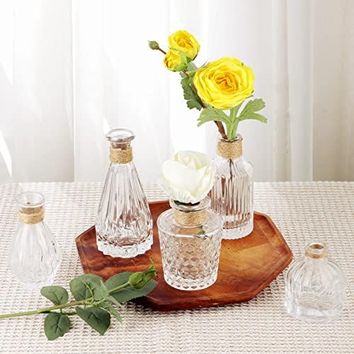 MDLUU Clear Glass Bud Vases with Rope Netting Set of 10