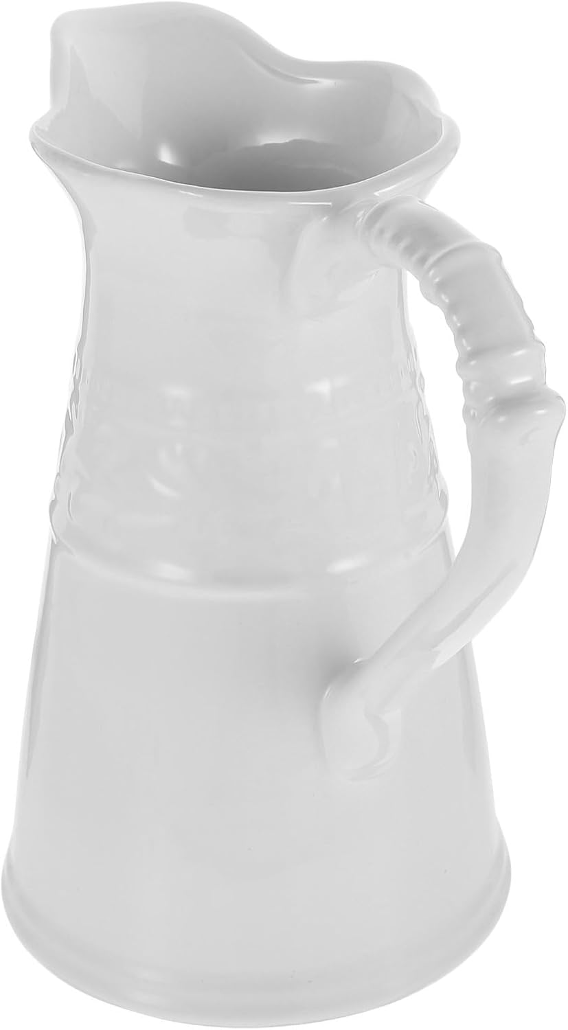 Amosfun White Ceramic Pitcher Vase 76 Inch