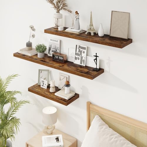 Marsmiles 30 Inch Floating Shelves 2 Pack Rustic Brown