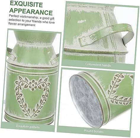 Rustic Metal Flower Pot with Handles for Home Decor