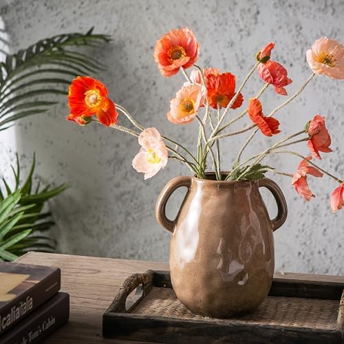 Kimdio Brown Ceramic Vase with Handles