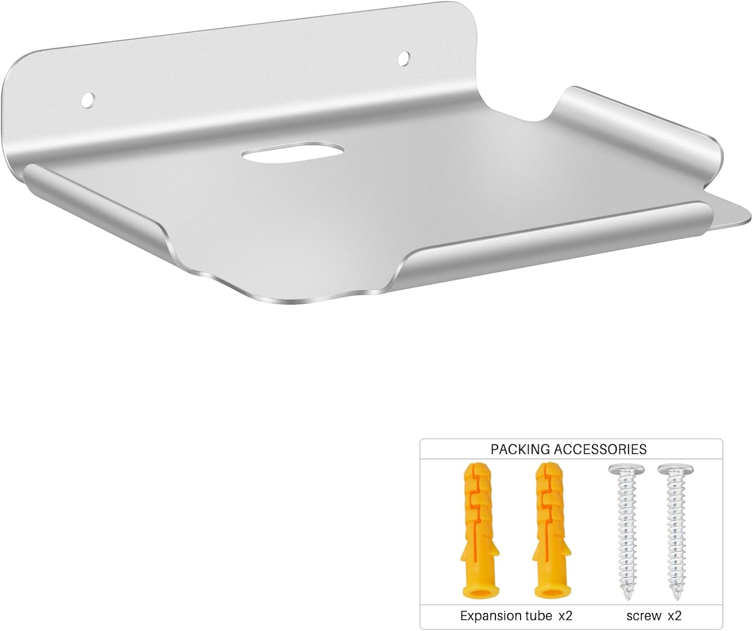 8x64 Floating Metal Wall Shelf for Smart Home Devices - Silver