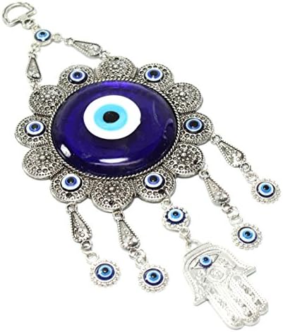 Turkish Blue Evil Eye Flower Hamsa Wall Hanging Charm