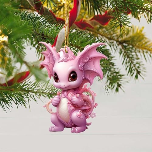 Generic Pink Dragon Christmas Tree Ornament Acrylic