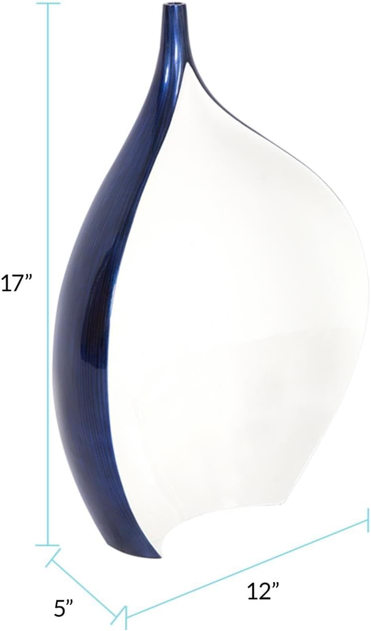 Howard Elliott Cobalt Blue Wooden Vase with Black Lacquered Accents