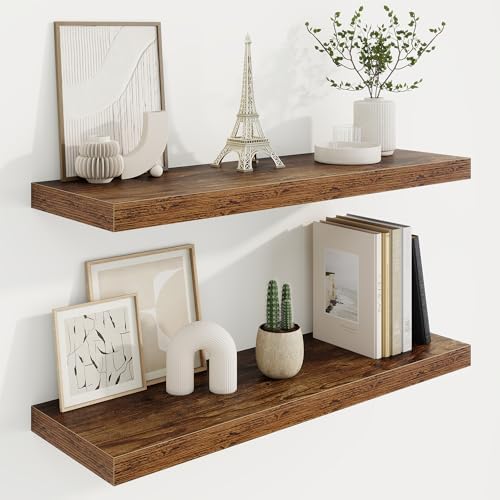 Marsmiles 30 Inch Floating Shelves 2 Pack Rustic Brown