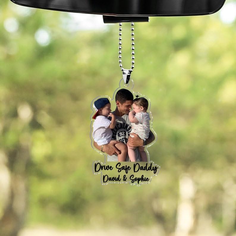 Custom Photo Hanging Car Ornament for Dad