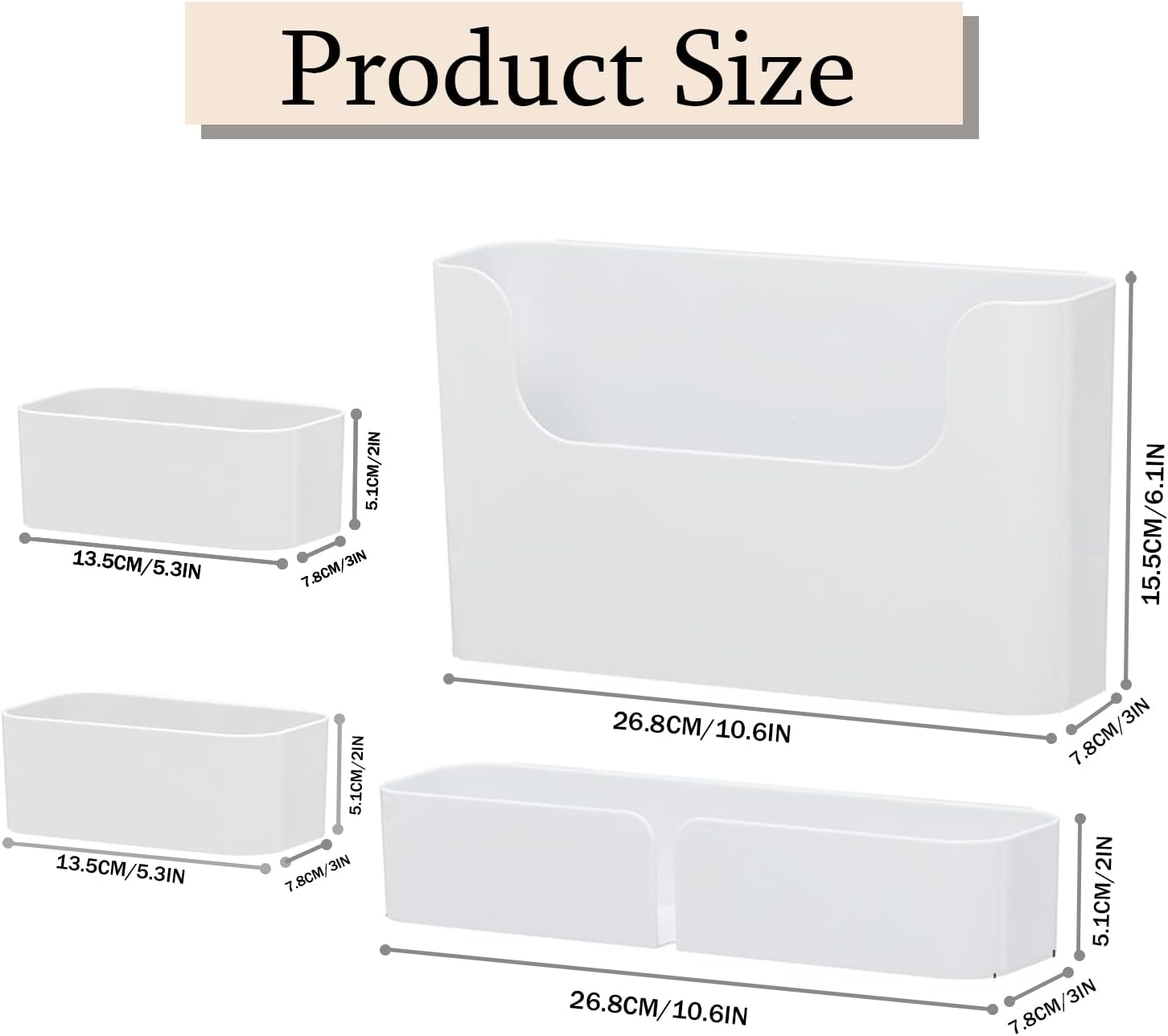 4 Pack White Floating Wall Shelf Organizer Set