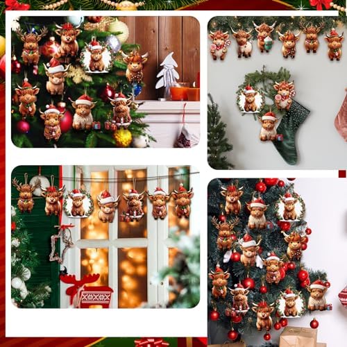 Wenqik 36 Pcs Wooden Christmas Cow Decor Set