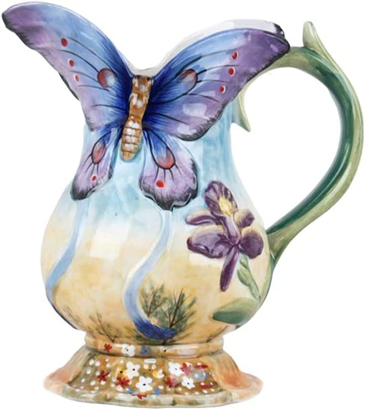 Large Ceramic Water Pitcher Flower Vase 9 Inches