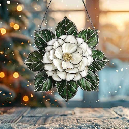 Camellia Flower Acrylic Ornament Hanging Decor
