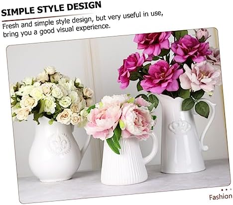 BESTYASH White Ceramic Flower Vase Simple Decorative Design