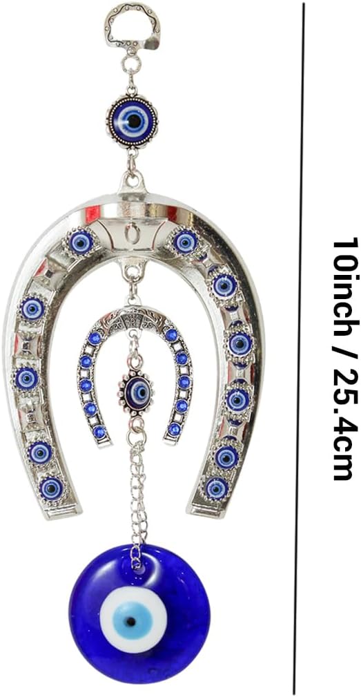 Tied Ribbons Evil Eye Hanging Ornament Set - 2 Pcs 10 Inch Metal