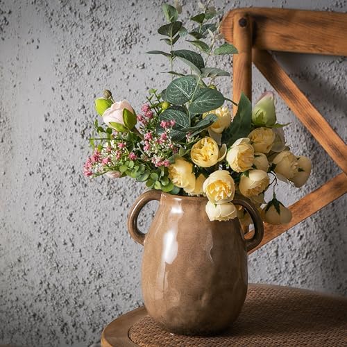 Kimdio Brown Ceramic Vase with Handles