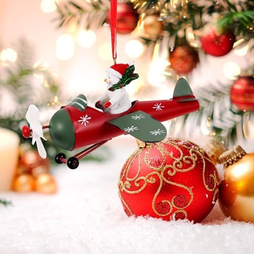 PRETYZOOM Funny Santa Airplane Ornament Christmas Tree Decoration