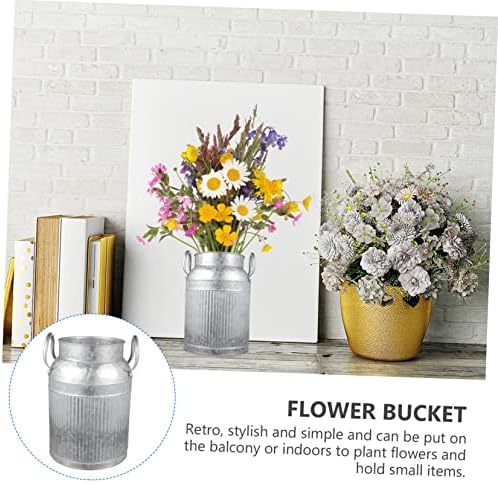 Rustic Iron Flower Bucket for Dried Flowers