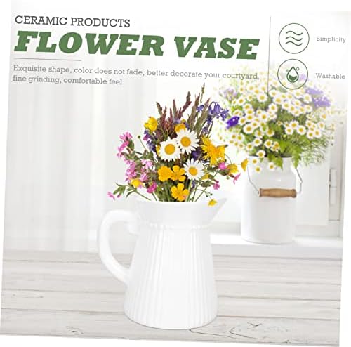 Flower Decor Kettle Shaped Ceramic Vase for Home Office