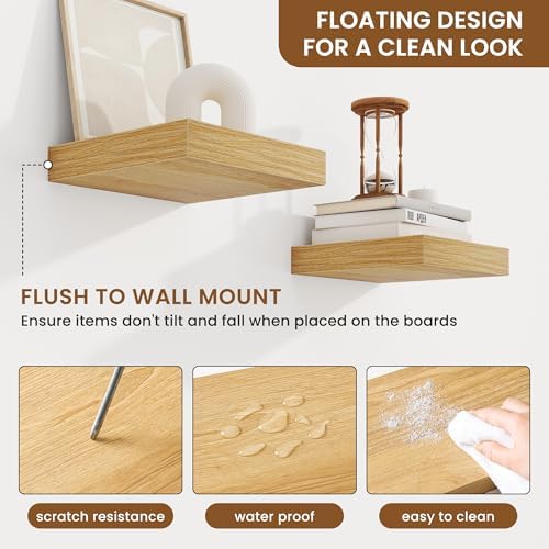 Fuqing Floating Shelves Wall Mounted Oak 65 Inch Set of 3