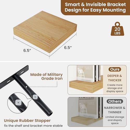 Fuqing Floating Shelves Wall Mounted Oak 65 Inch Set of 3