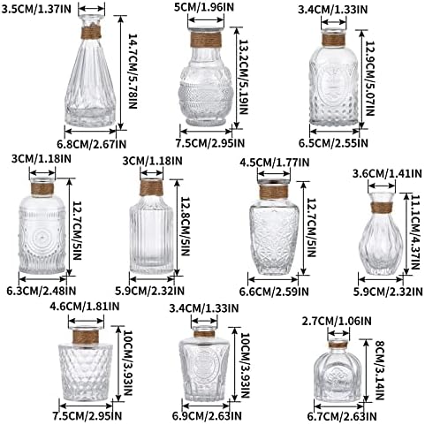 MDLUU Clear Glass Bud Vases with Rope Netting Set of 10