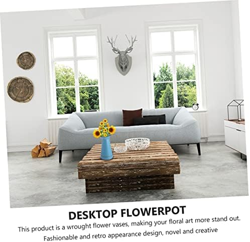 Unomor 2pcs Retro Metal Flower Vase with Bucket Pot Design