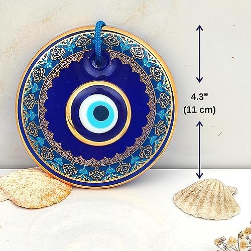 43 Inch Glass Blue Evil Eye Wall Hanging Ornament - Turkish Nazar Bead